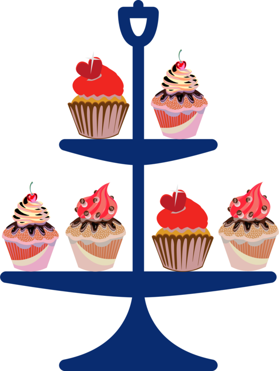 Cupcake Muffin Bakery Frosting & Icing - Cupcake Stand Clipart Free (563x750), Png Download