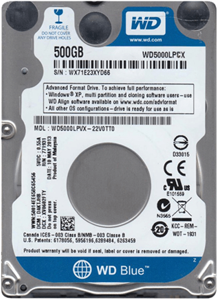Western Digital Hdd Wd5000lpcx Mobile 500g - Wd Blue 500 Gb Internal Hdd - 2.5" - Wd5000lpcx - Sata (700x700), Png Download