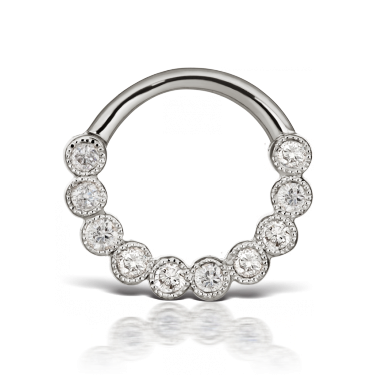 16g 3/8" Diamond Scalloped Edge Horizontal Eternity - Cubic Zirconia (376x490), Png Download