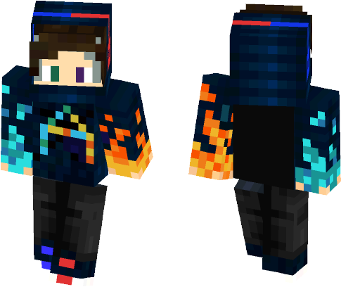 Fire & Ice - Lil Uzi Minecraft Skin (584x497), Png Download