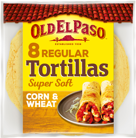 8 Regular Corn Tortillas - Old El Paso Tortilla Bread (800x450), Png Download