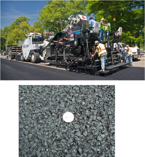 The Top Photo Shows An Asphalt Paver And Other Paving - Paver (590x619), Png Download