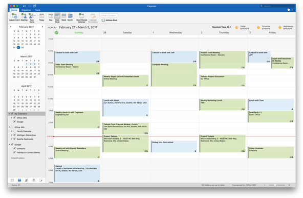 Google Calendar - Outlook 2016 Calendar Views (599x393), Png Download