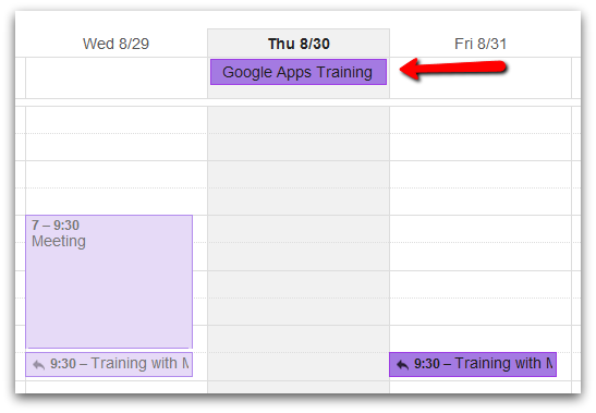 If You Look Closely, The All Day Events And Timed Events - Google Calendar All Day Event (547x379), Png Download