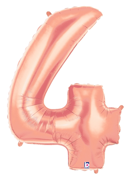Rose Gold Number 4 Megaloon Balloon Numbers - Black And Gold Balloons 40 (600x600), Png Download