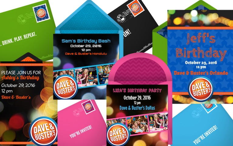Kids Birthday Online Invitations - Dave & Busters Gift Card (email Delivery) (767x480), Png Download