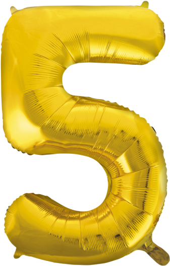 Foilballoon No - - Big Gold Number Five Balloon (650x650), Png Download