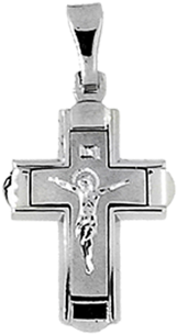18ct White Gold Crucifix - Gold (600x500), Png Download