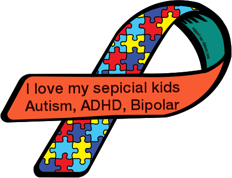 Adhd And Autism Ribbon (455x350), Png Download