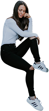This Tall Model Is Resting Her Head In Her Hand While - Girl Posing Png (450x450), Png Download