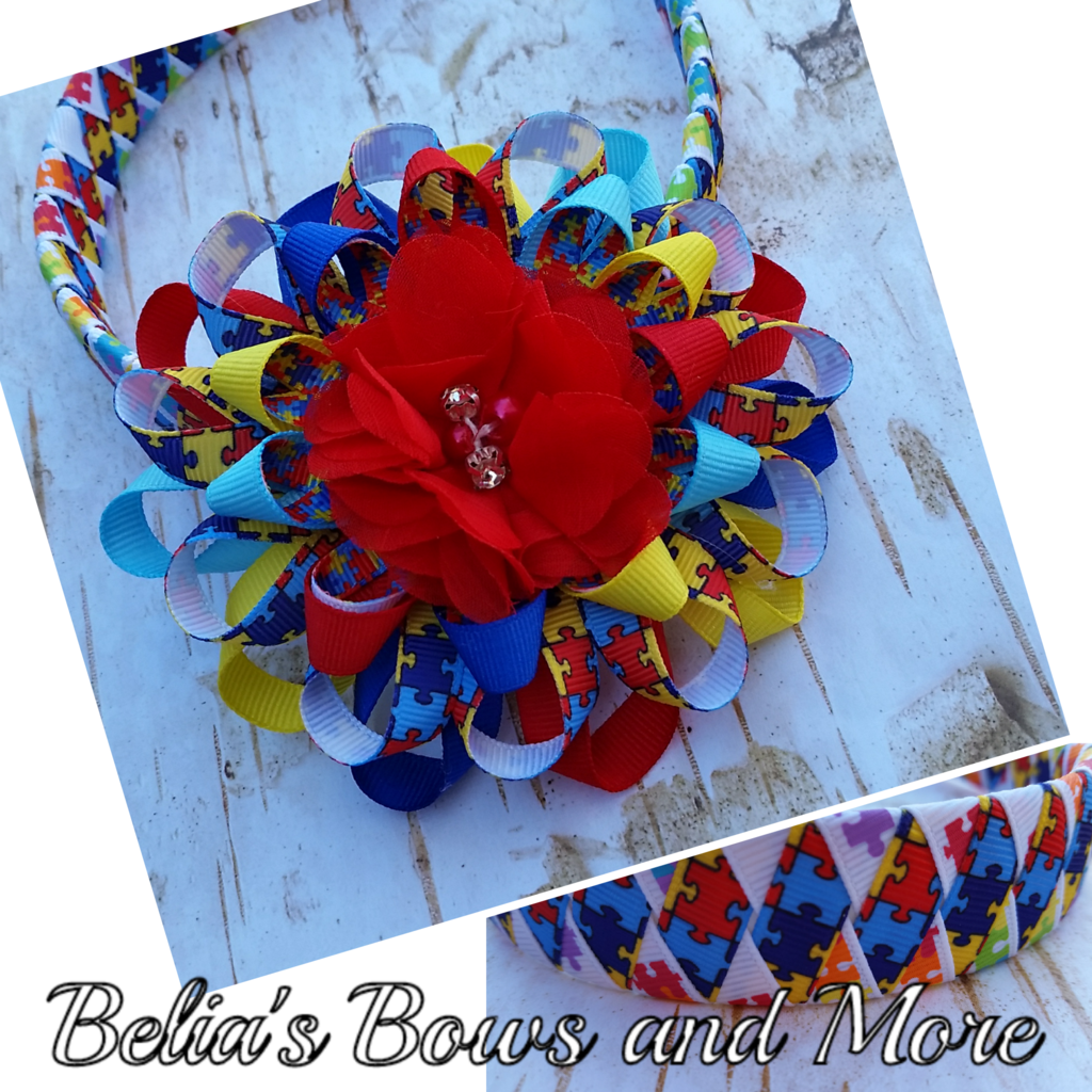 Flower Autism Awareness And Matching Headband - Obtlove Baby Boy Bow Tie, Bow Tie, Cincinnati Bengals (1024x1024), Png Download