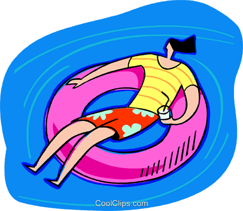 Floating In Pool In A Inner Tube Royalty Free Vector - Swimming Pool (480x418), Png Download