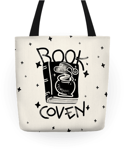 Get Reading In Spooky Style With This Book Bag Design - Book Coven Tote Bag: Funny Tote Bag En Tote Bag Bags, (484x484), Png Download