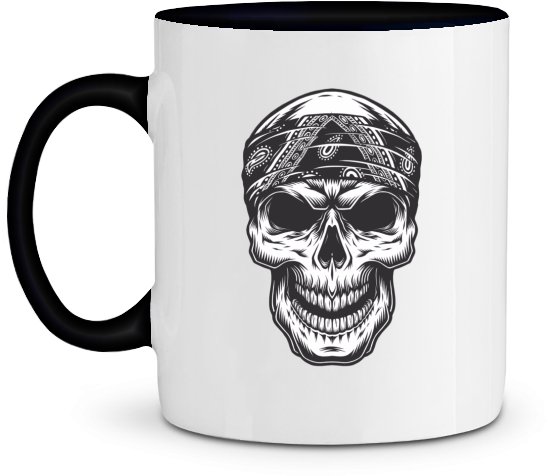 Mug Bad Skull Bandanas - Skull With Cap (570x600), Png Download