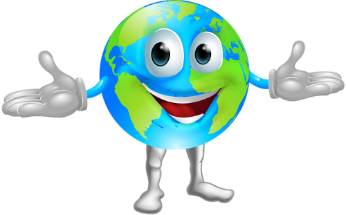 Globe Clipart Emoji - World Cartoon Man (500x311), Png Download