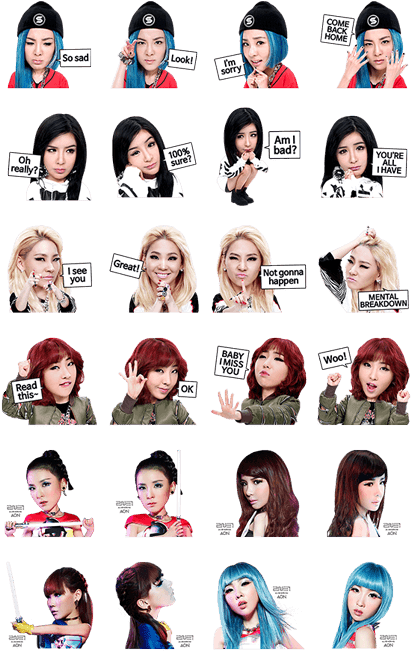 2ne1 Line Stickers (420x673), Png Download