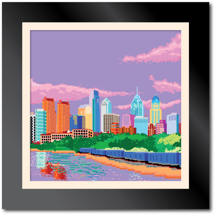 8-bit Philadelphia Skyline - Picture Frame (865x865), Png Download