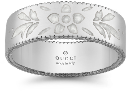 Gucci Icon Blooms Ring - Gucci Icon Blossom Yellow Gold & White Enamel Wide (800x800), Png Download