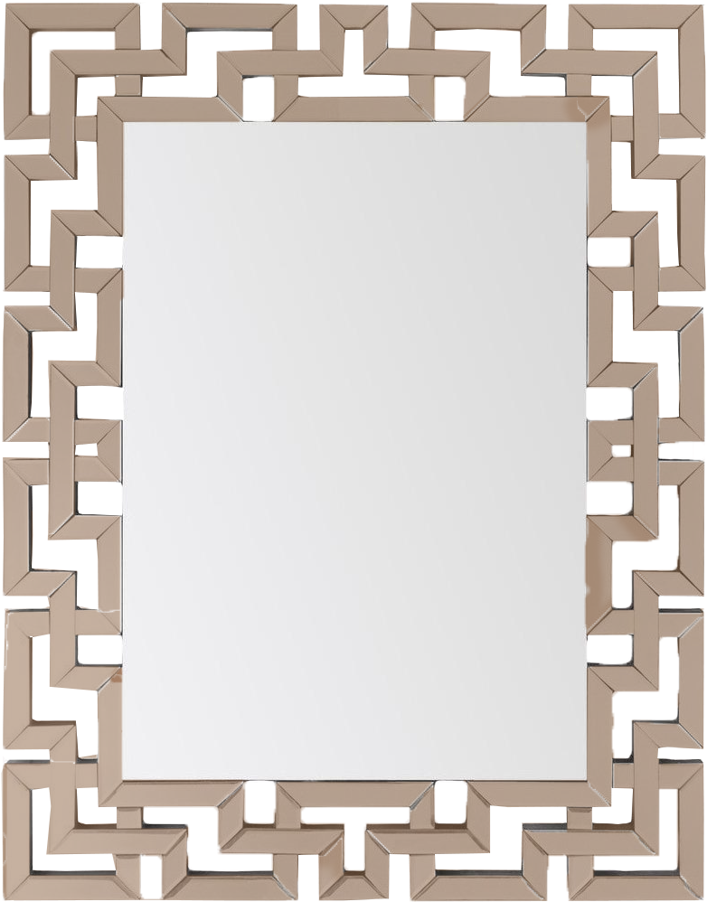 Greek Key Rectangular - Geometric Mirrored-frame Rectangular Beveled Wall Mirror (1013x1013), Png Download