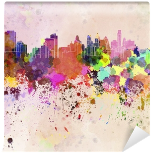 Philadelphia Skyline In Watercolor Background Wall - Philadelphia Skyline Watercolor (400x400), Png Download