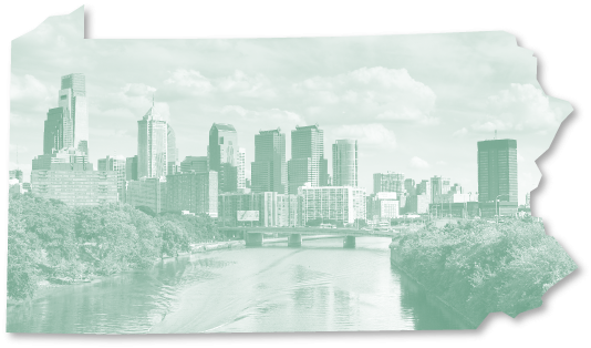 Outline Of The State Of Pennsylvania Framing A Photo - 30th Street Station (550x334), Png Download