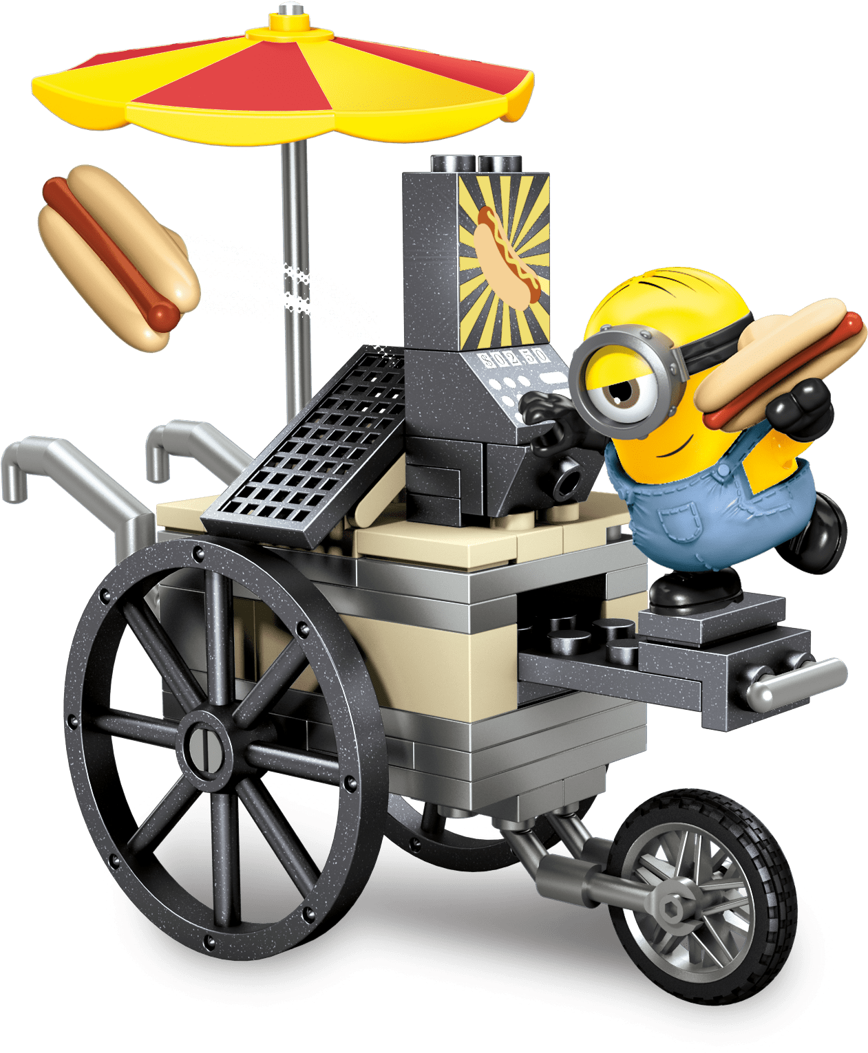 Three Buildable Kevin, Stuart And Bob Minion Character - Megabloks Minion Flying Hot Dogs (1518x1740), Png Download