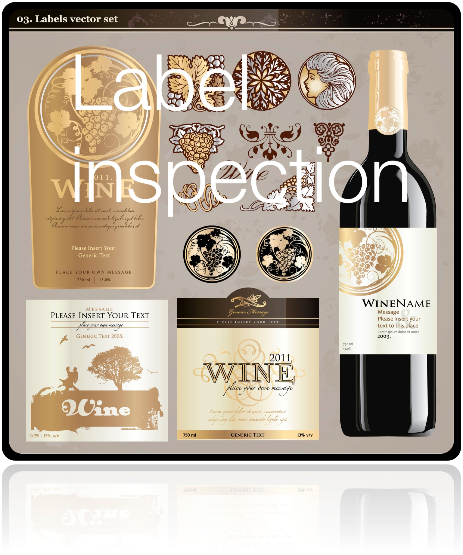 Label Inspection - Vector Label Wine (1538x1846), Png Download