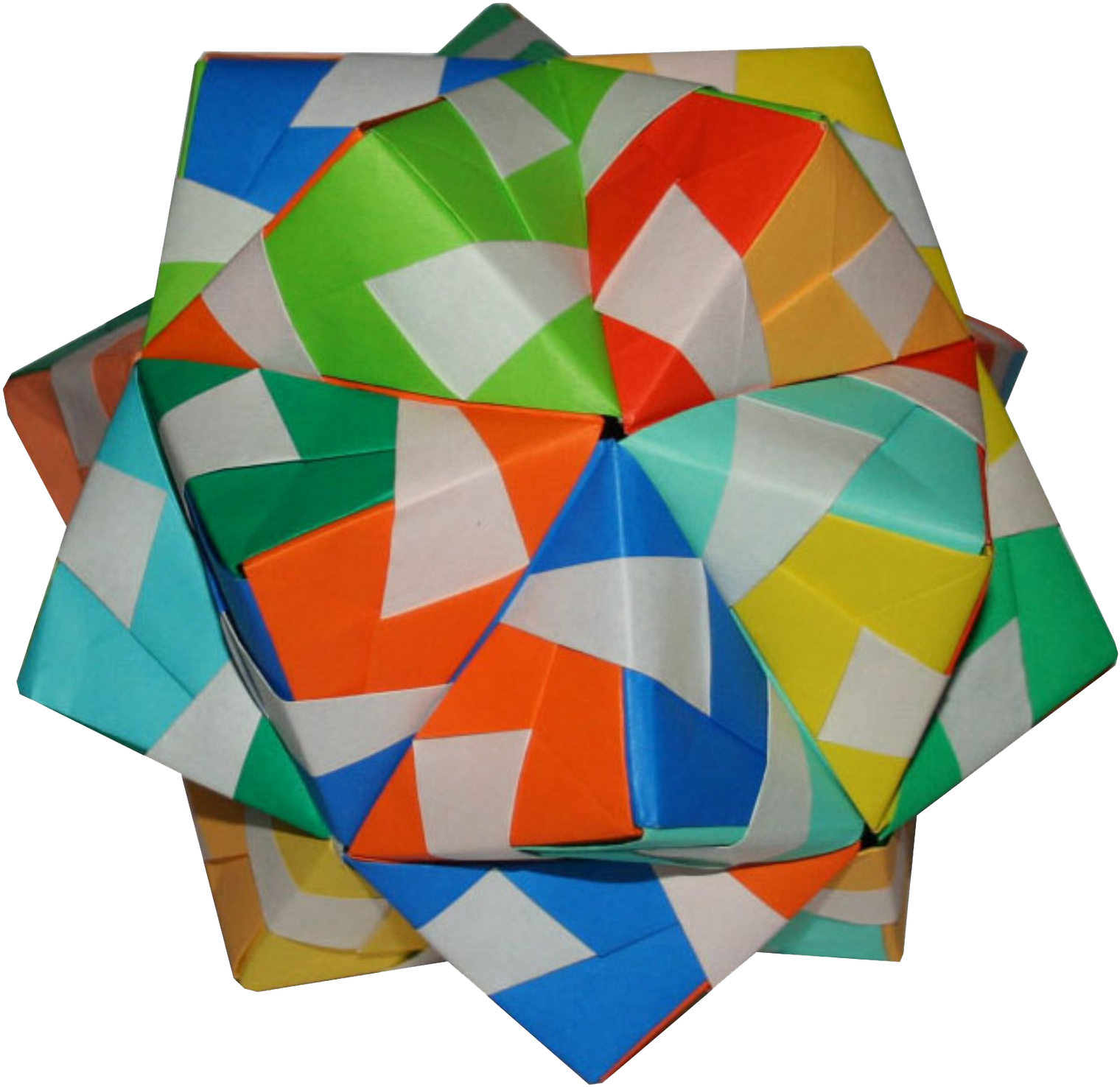 Triambic Icosahedron With Sonobe Units Folding Instructions - Sonobe (1600x1569), Png Download