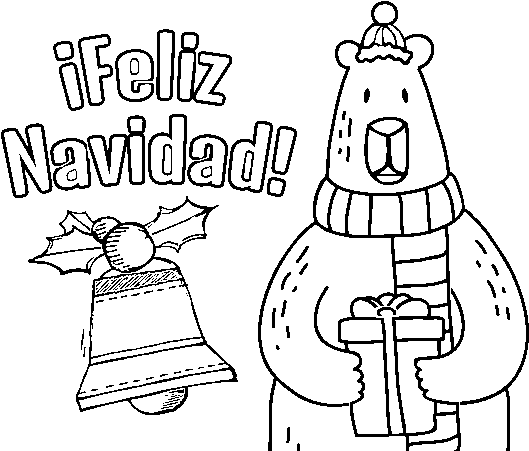 Desenho De Cartão Do Feliz Natal Para Colorir - Feliz Navidad Dibujo (600x470), Png Download