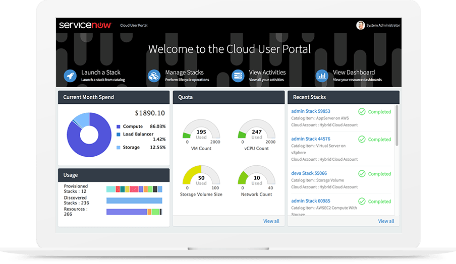 Servicenow - Servicenow Cloud Management Portal (904x524), Png Download
