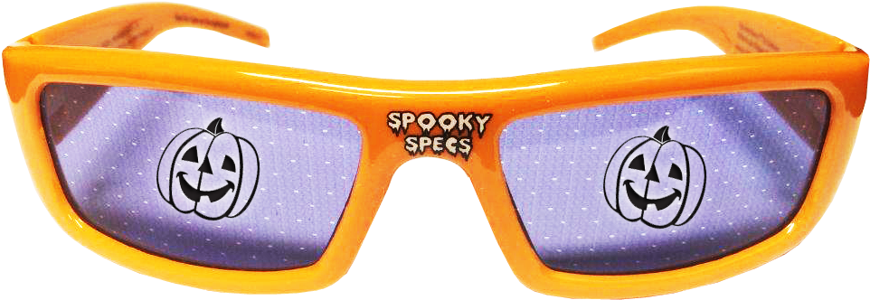 Plastic Jack O Lantern Glasses - Mighty Tronics 3d Plastic Glasses, Spooky Specs, Jack-o-lantern (982x455), Png Download