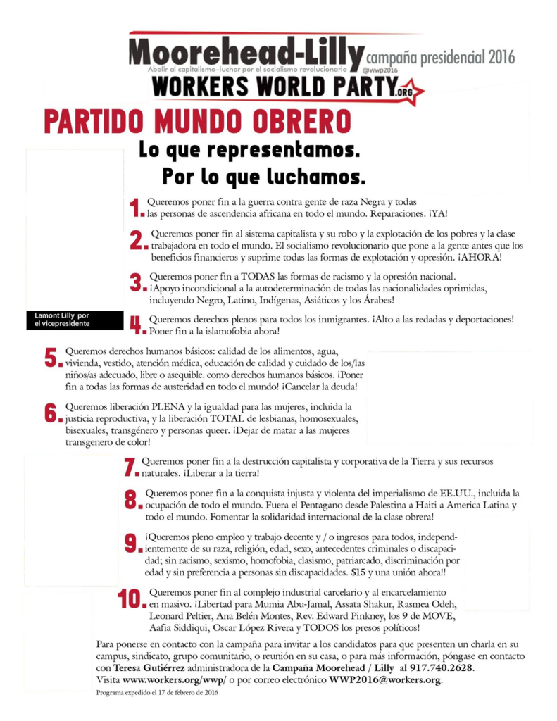 Monica Moorehead Presidential Campaign, 2016 12010575 - Document (791x1024), Png Download