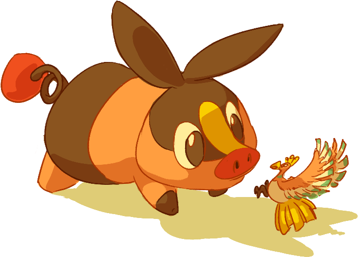 I Have A Tepig Plushie And The Tiny Ho-oh Figure From - Cartoon (847x656), Png Download