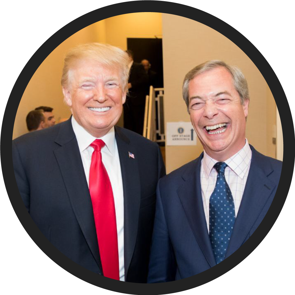 In The Hours After His Shock Election Win, President - Trump Farage (1000x1000), Png Download
