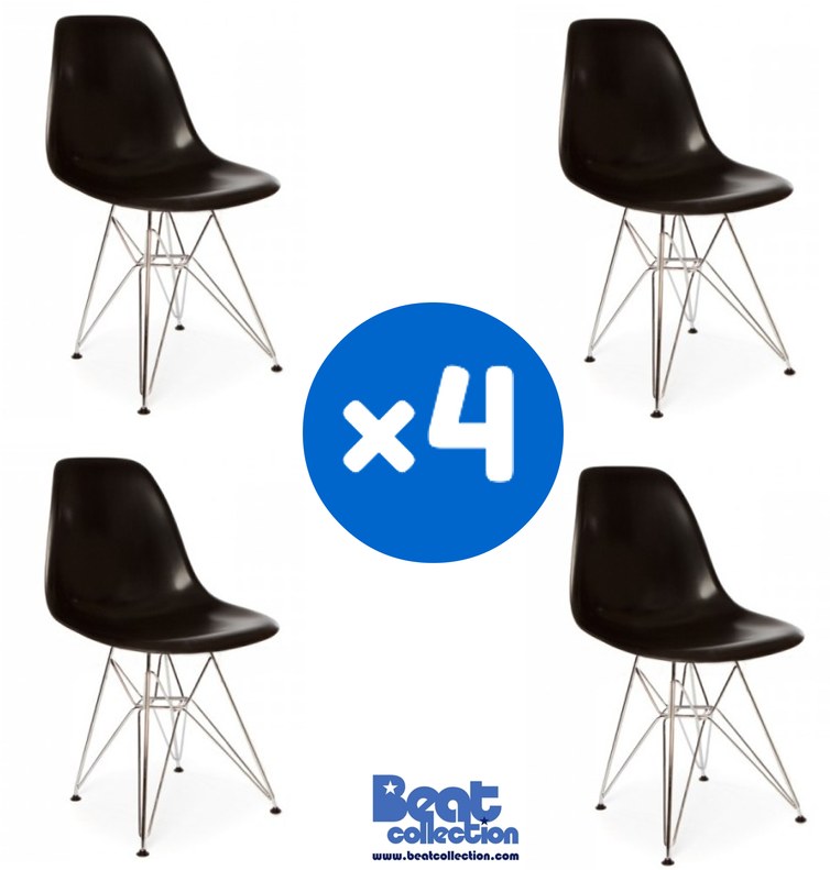 4 Chairs Special - Eames Dar Chair - Warm Grey - Chrome (800x800), Png Download