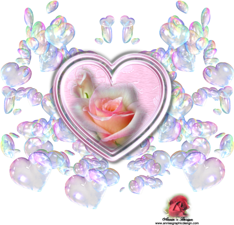 Pretty Heart With Pink Rose Graphic In Format By Annie - Full Diamond Embroidery Flower 5d Diamond Painting (500x500), Png Download