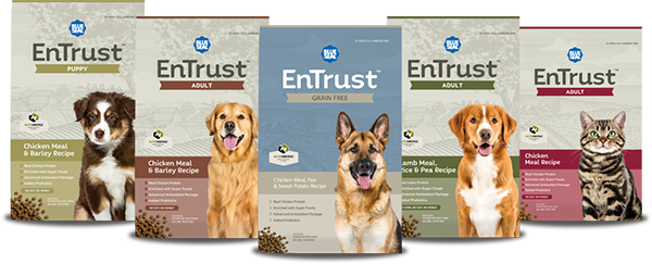 Lineup Of Bags For Entrust - Blue Seal Entrust Puppy Chicken Meal & Barley (600x243), Png Download