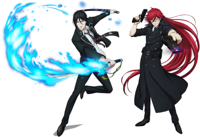 Kuroshitsuji & Ao No Exorcist Collaboration - Ao No Exorcist Kuroshitsuji (500x273), Png Download