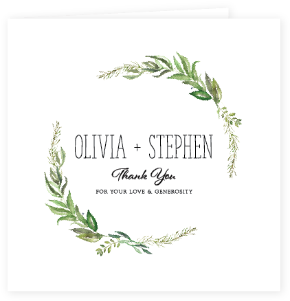 Greenery Thank You Card - Olive Verlässt Hochzeits-einladung Karte (432x448), Png Download