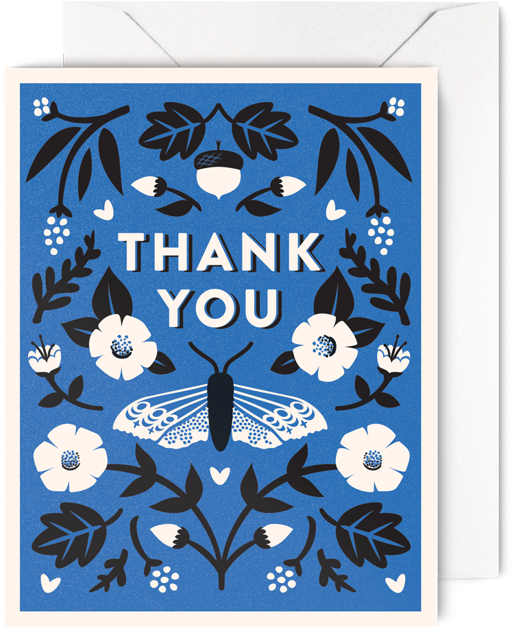 Botanical Thank You Card (1000x1000), Png Download
