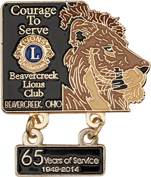 Beavercreek Lions Club 65th Anniversary Pin With Dangle - Emblem (615x750), Png Download