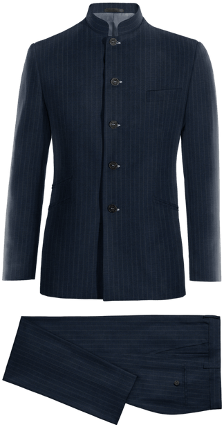 New Traje Azul Mao A Rayas - Mens Double Breasted Navy Suits (400x660), Png Download