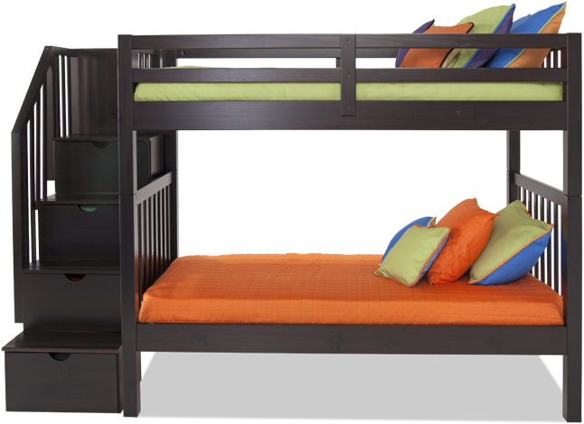 Keystone Stairway Twin Bunk Bed - Stairway Bunk Bed (846x534), Png Download