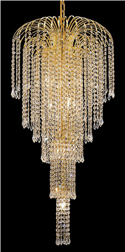 Erelg6801g Crystal Stairway Chandelier - Elegant Lighting 6801g19g/sa Falls 9 Light 19 Inch (500x500), Png Download