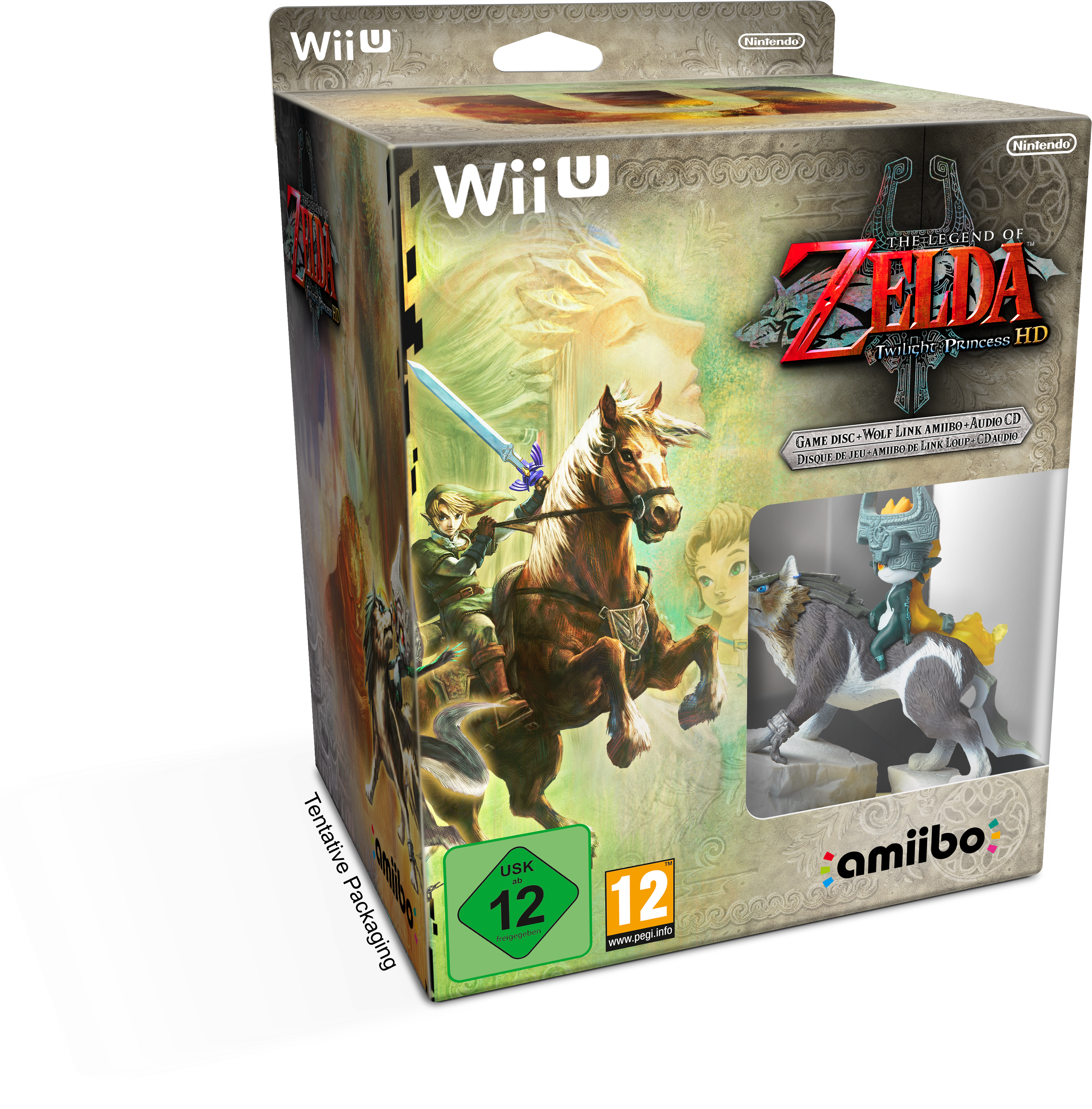 Nintendo Have Revealed The Boxart For The European - Nintendo Amiibo Wolf Link (3415x3478), Png Download