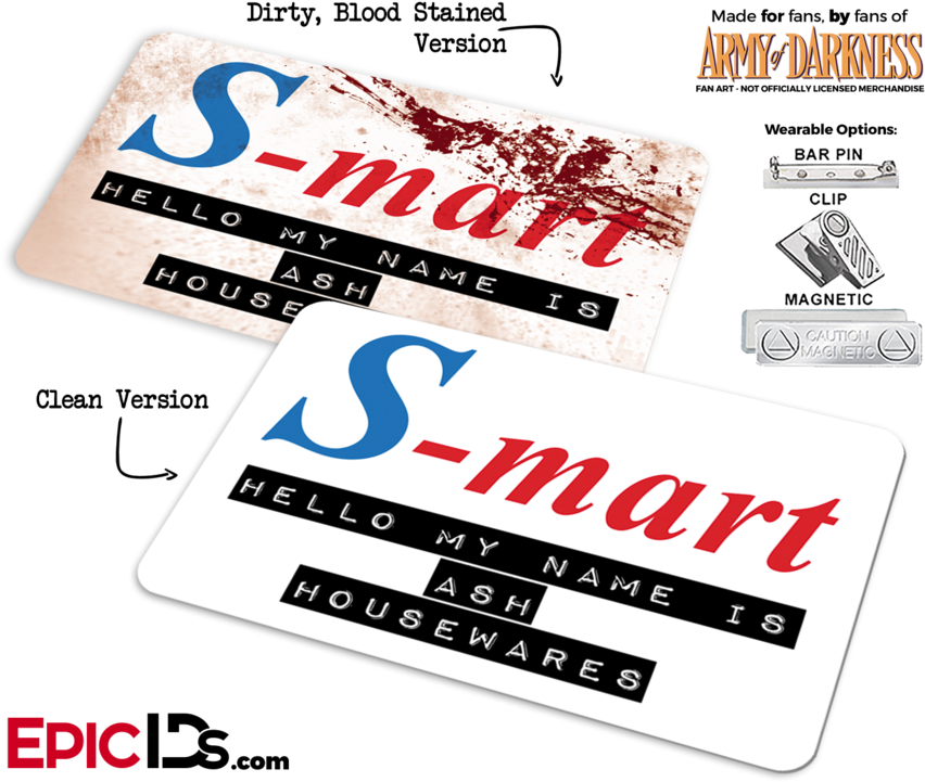 S-mart Ash Williams 'army Of Darkness' Cosplay Replica - Office Inspired - Dunder Mifflin Employee Id Badge (900x750), Png Download