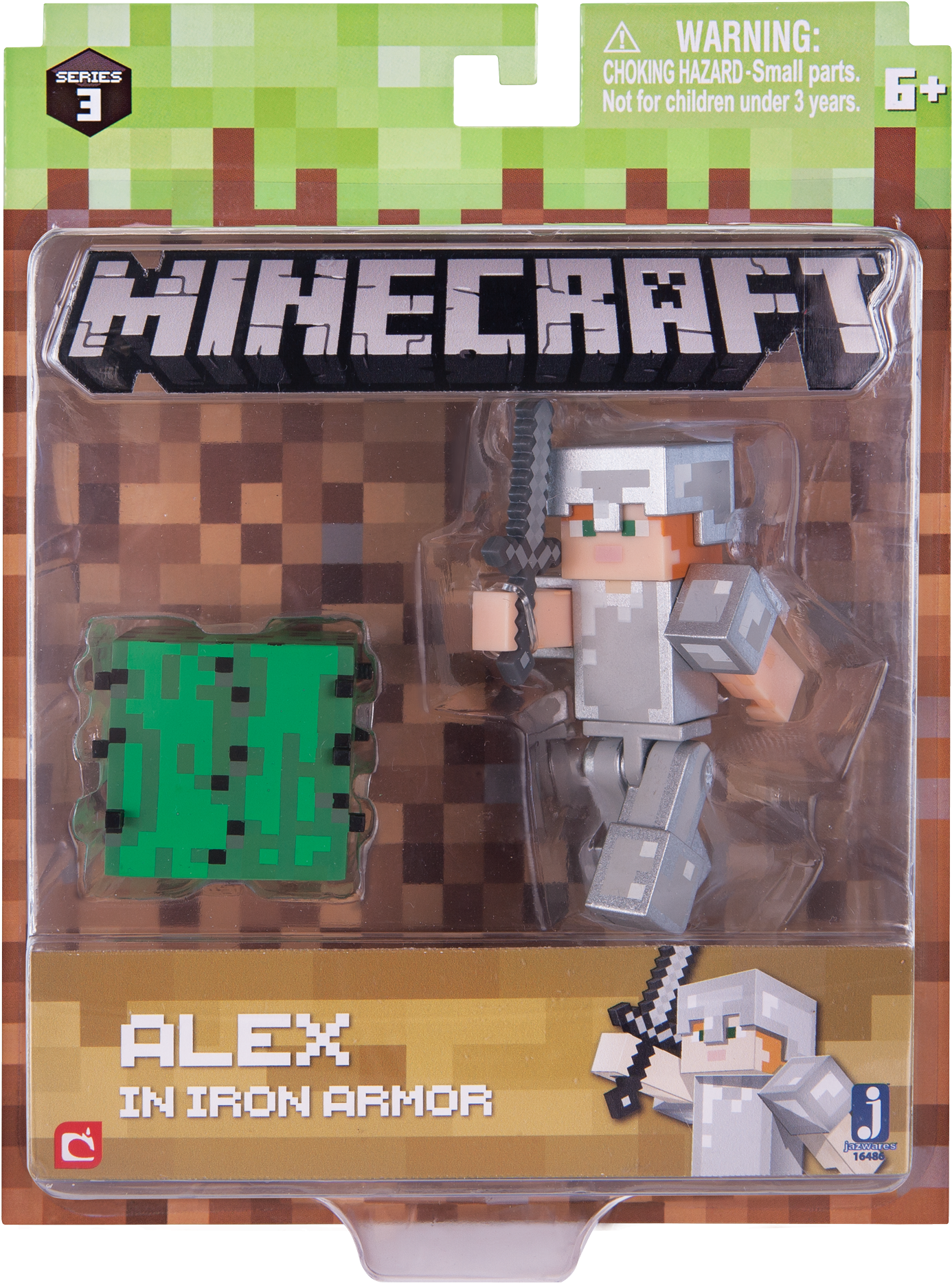 1 Figure Pack (series 3) (wave 2) (alex In Iron Armor) - Minecraft Figurine Serie 3 (2139x2139), Png Download