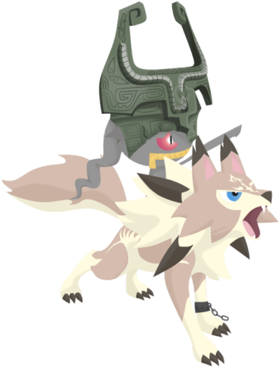 Banette And Lycanroc As Midna And Wolf Link - Link Wolf Pokemon (500x584), Png Download