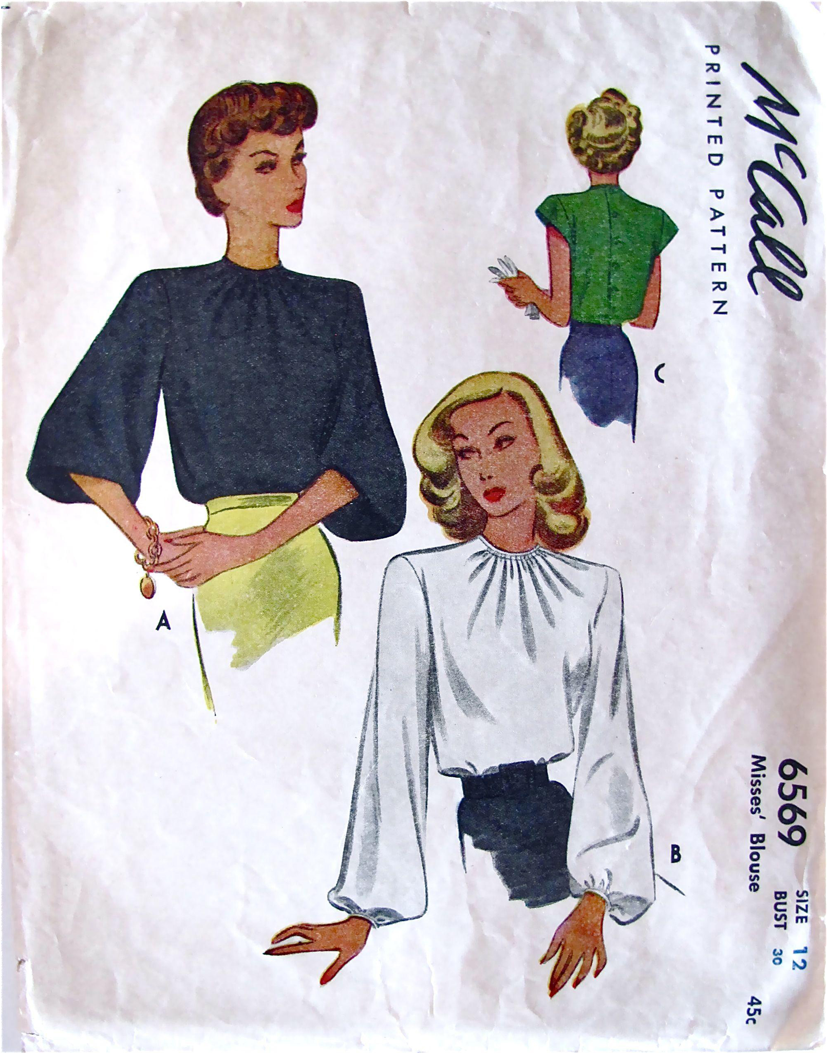Misses' Blouse Pattern Vintage 1946 Mccall 6569 Size - Patterns (2048x2048), Png Download