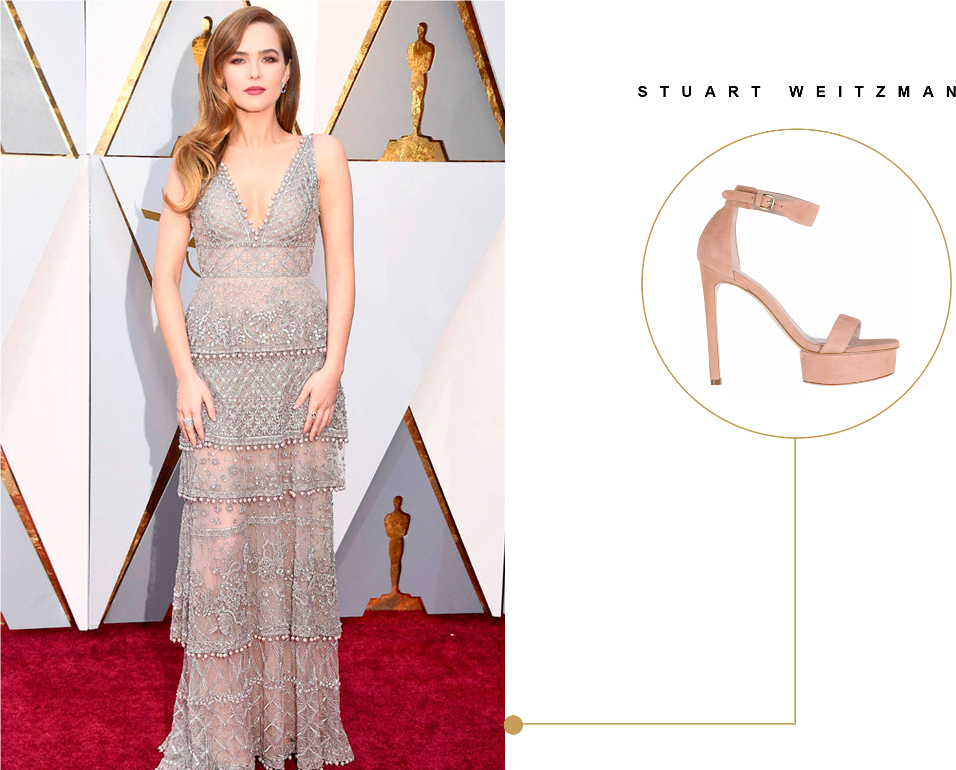 Al Igual Que Zoey, Acompaña Tu Vestido Con Unos Stuart - Oscars 2018 Red Carpet (2145x1548), Png Download